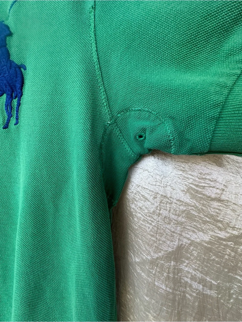Polo Ralph Lauren Green Polo Big Navy Pony Classic Preppy Shirt Premium Detail M